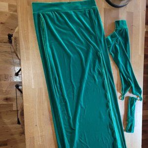Green Velvet Strait Skirt, Bellydance, L Rose Designs
